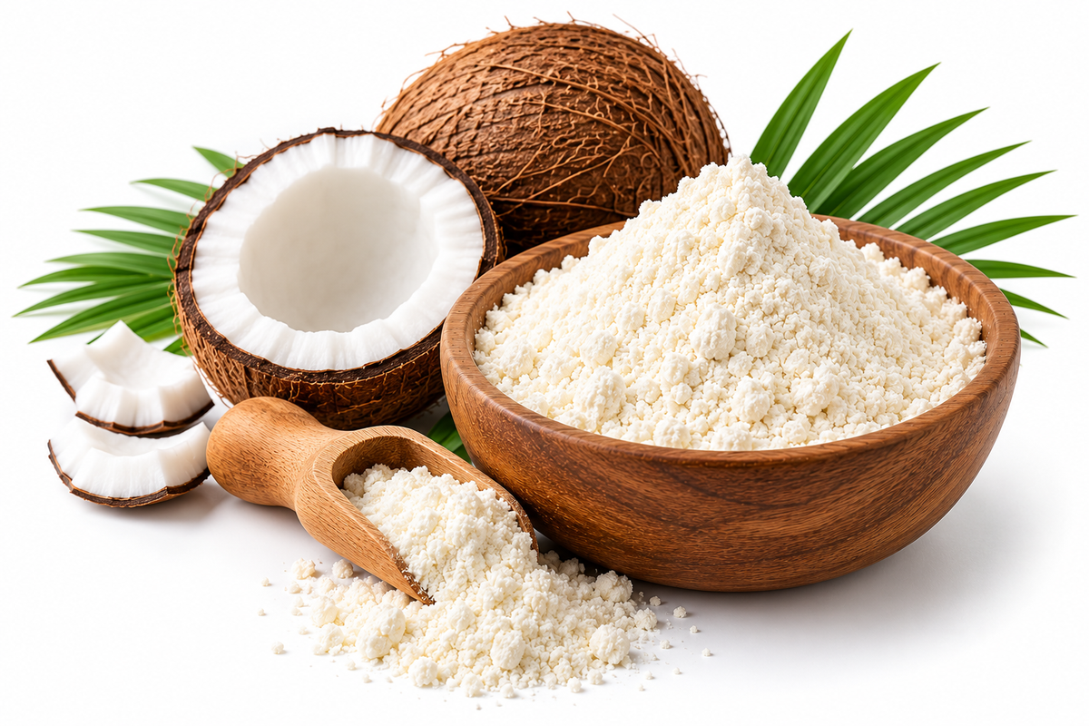 Vegan Coconut Milk Powder is a plant-derived ingredient made from coconut milk. It contributes a creamy texture, smooth mouthfeel, and rich taste to protein shakes. It also helps enhance the overall drinking experience, making the formula suitable for those looking for a dairy-free protein option.