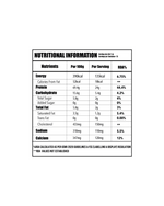 Whey Protein nutrional information