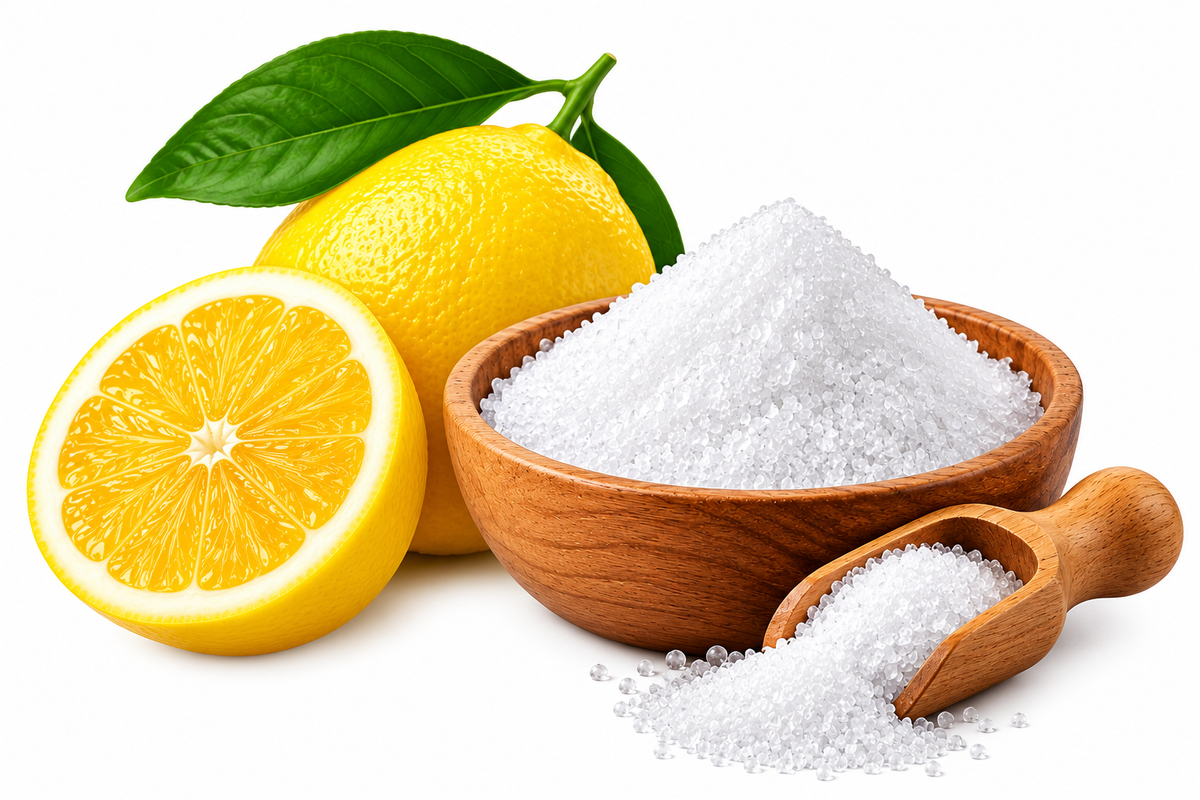Citric Acid is a commonly used food additive that acts as an acidity regulator in supplements and beverages. It helps balance acidity, enhance flavour, and provide a refreshing tangy taste. It also helps maintain the desired taste profile and overall quality of flavoured supplement formulations.
